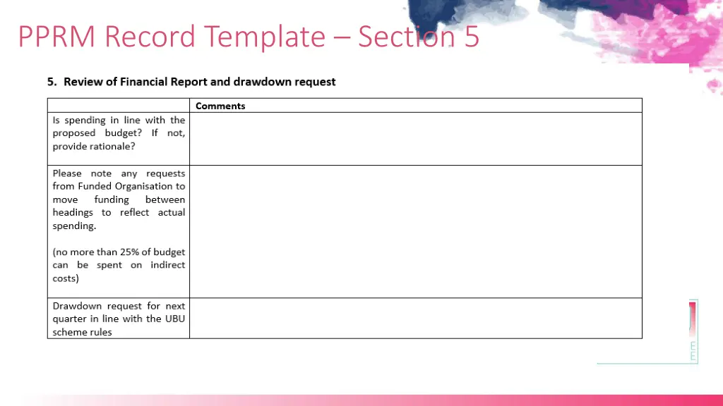 pprm record template section 5
