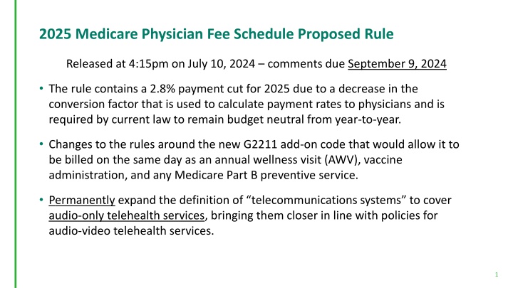 2025 medicare physician fee schedule proposed rule