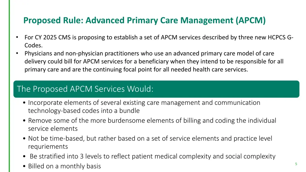 proposed rule advanced primary care management