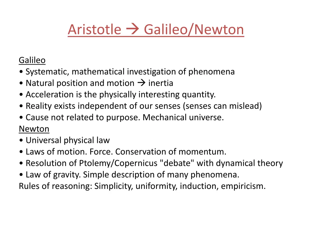 aristotle galileo newton