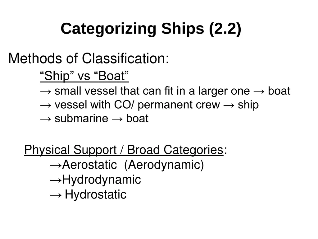 categorizing ships 2 2