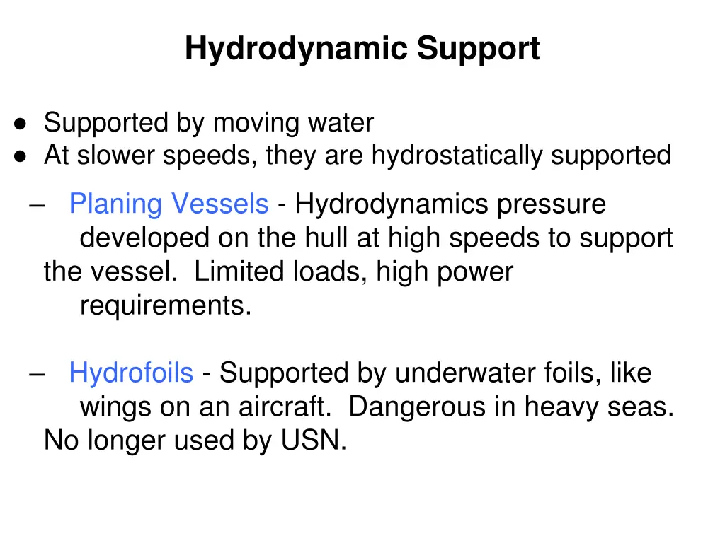 hydrodynamic support