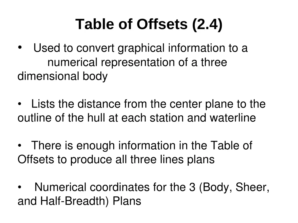table of offsets 2 4