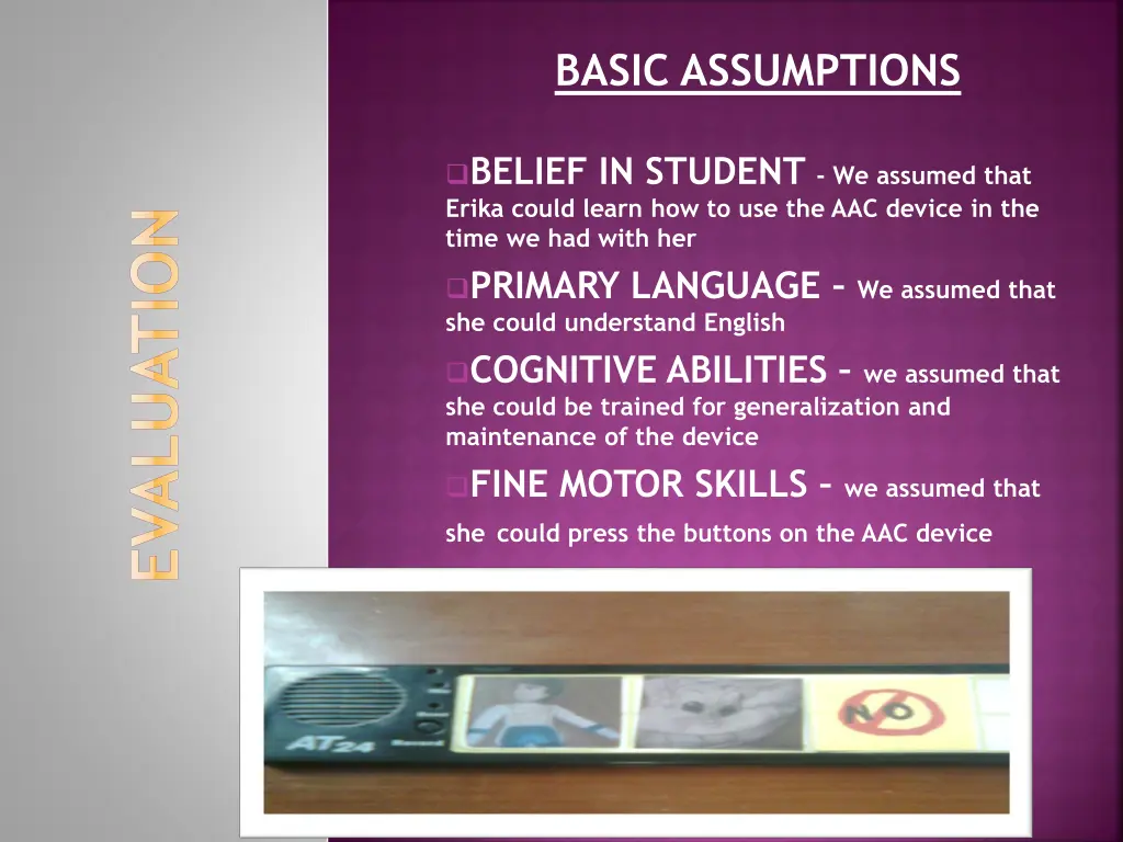 basic assumptions