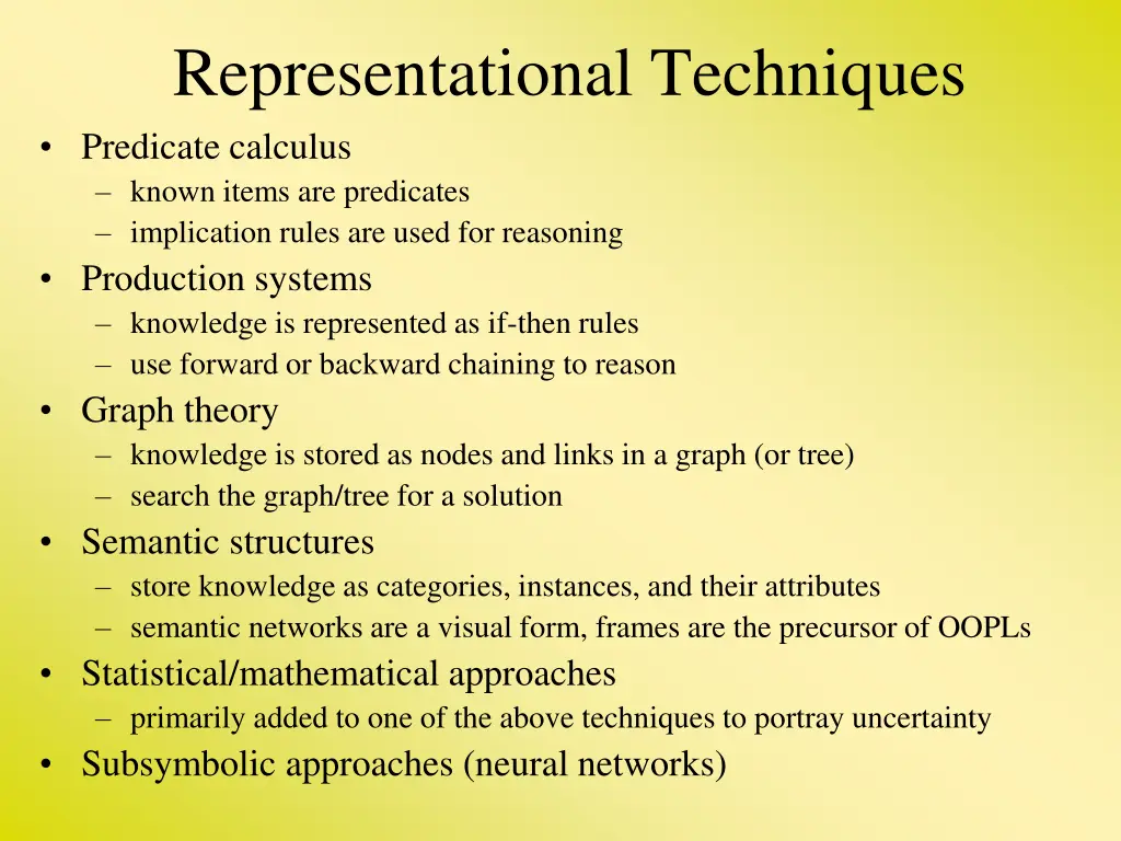 representational techniques predicate calculus