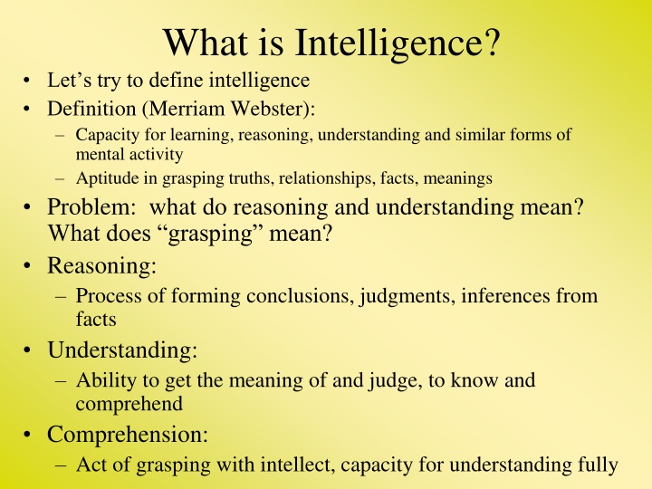 what is intelligence let s try to define