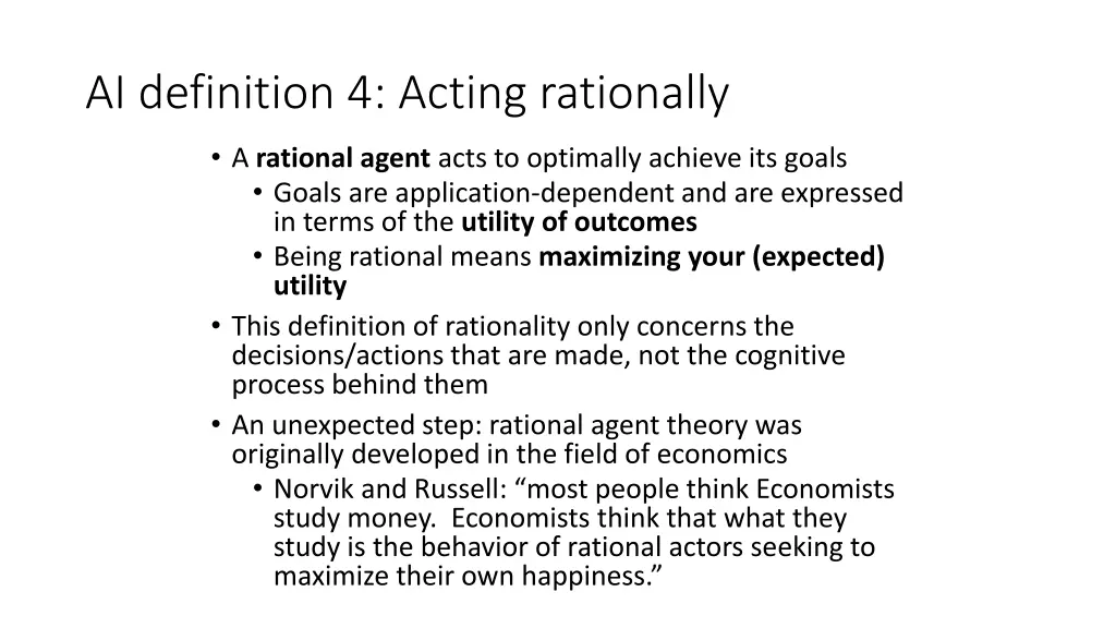 ai definition 4 acting rationally 1