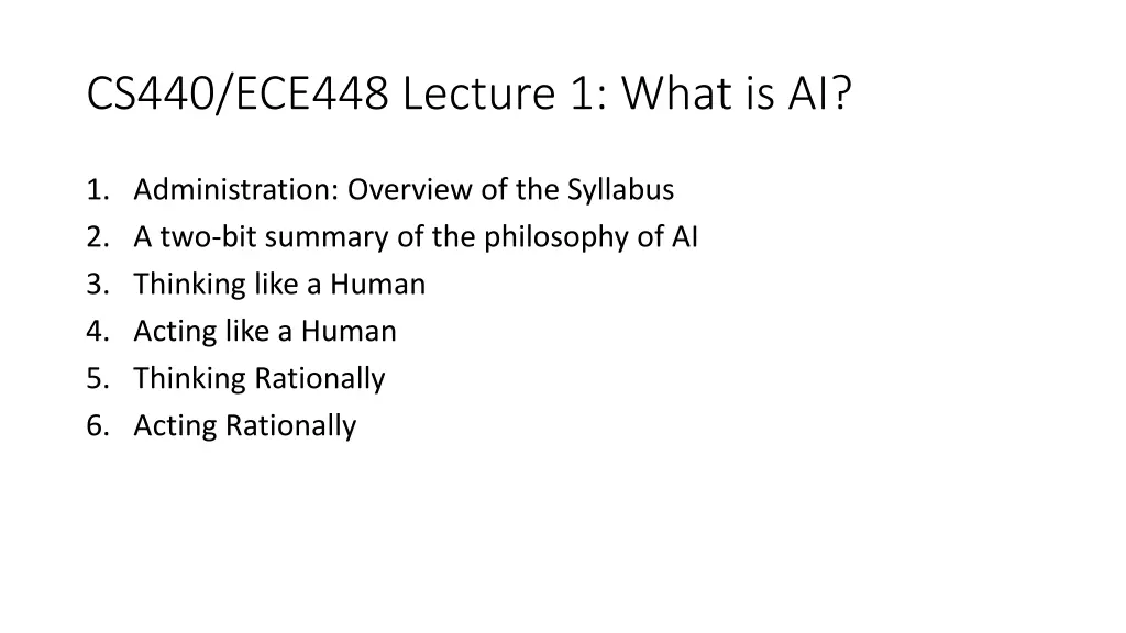 cs440 ece448 lecture 1 what is ai