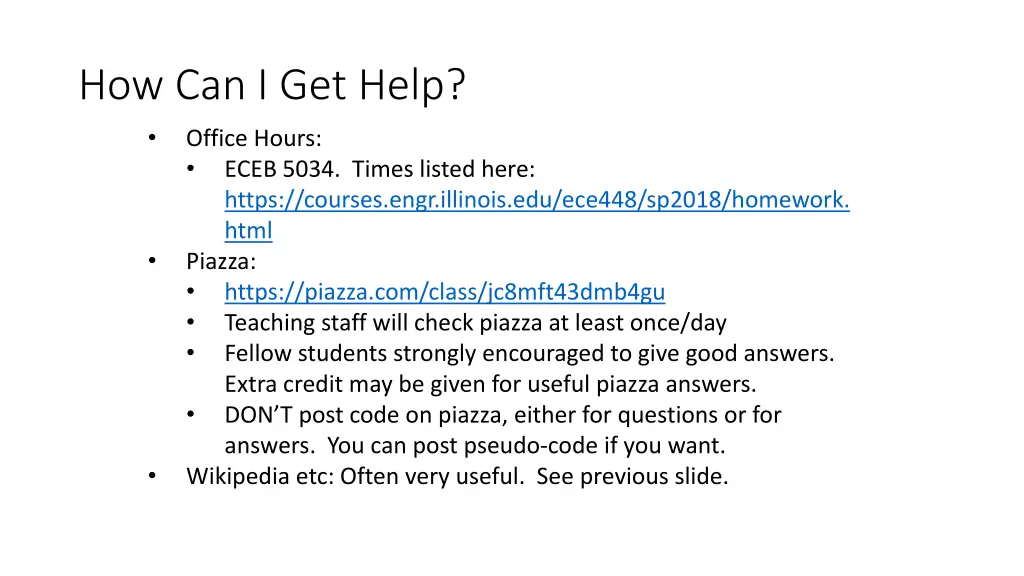 how can i get help office hours eceb 5034 times