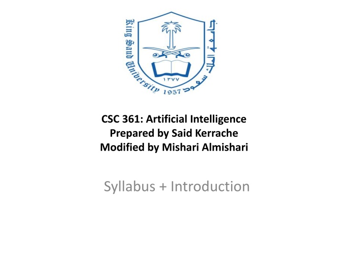 csc 361 artificial intelligence prepared by said