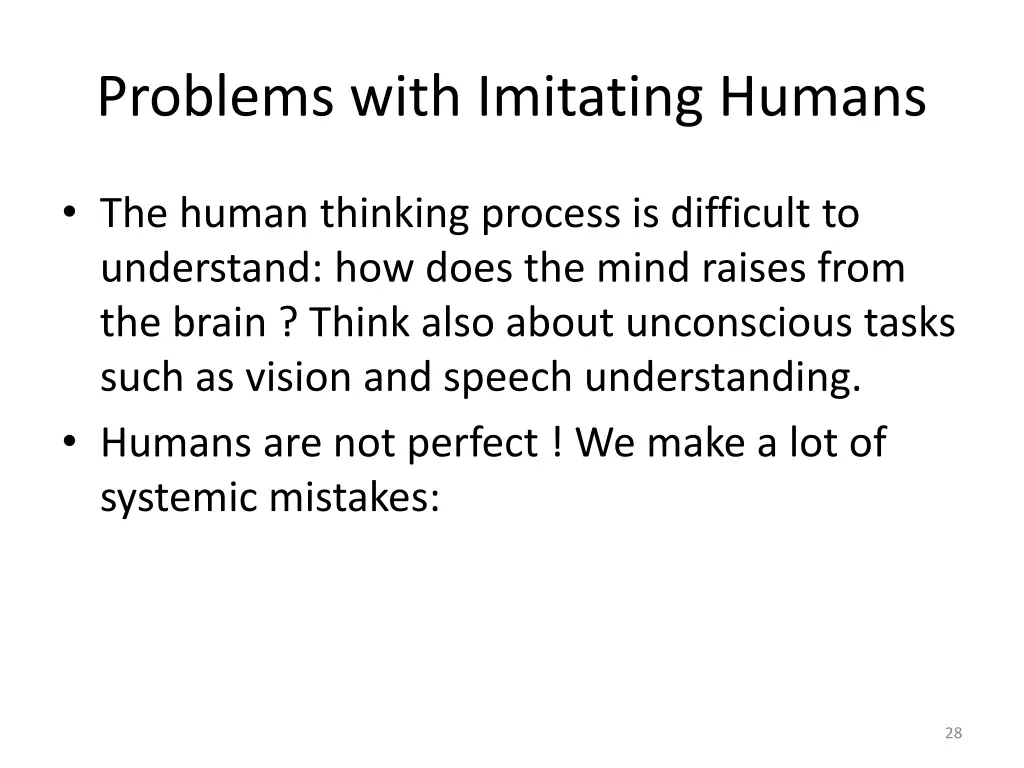 problems with imitating humans