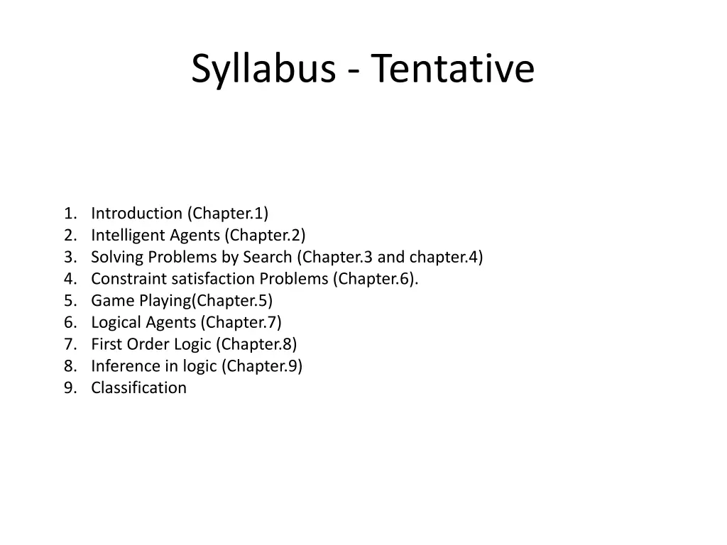 syllabus tentative
