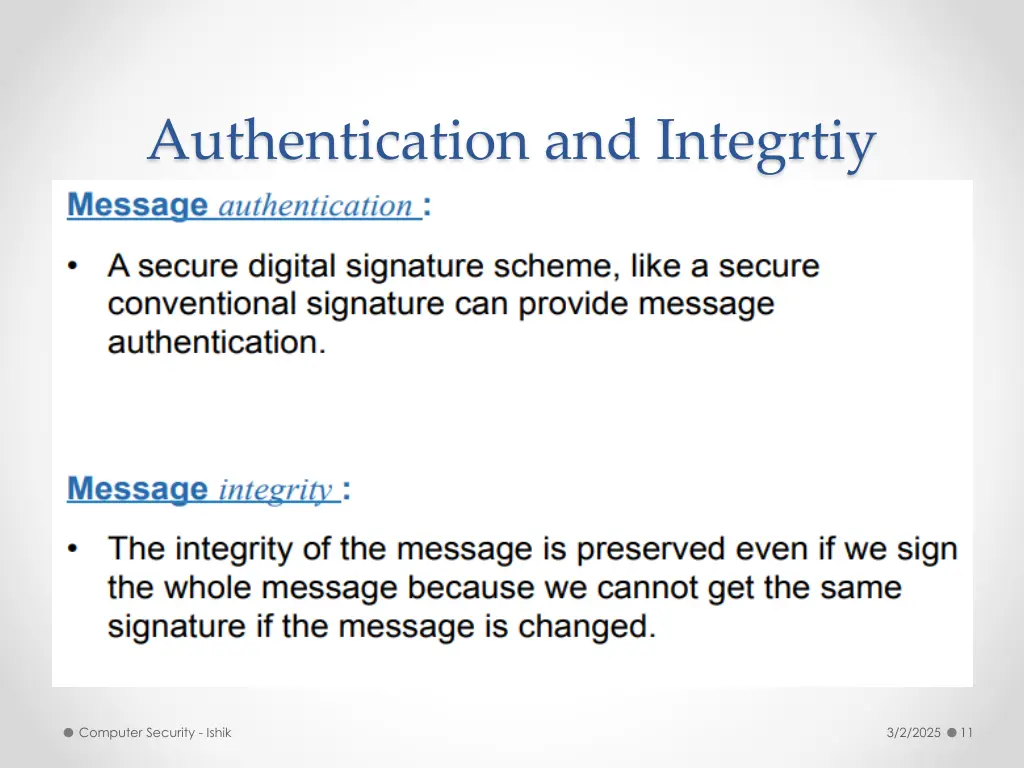 authentication and integrtiy