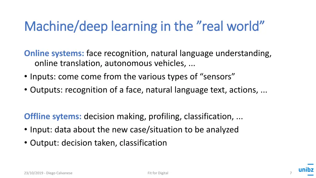 machine deep learning in the real world machine