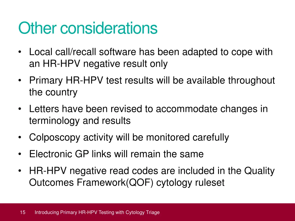 other considerations