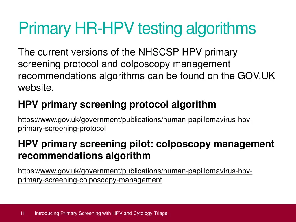 primary hr hpv testing algorithms