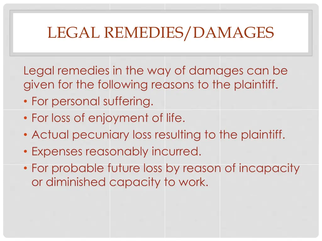 legal remedies damages