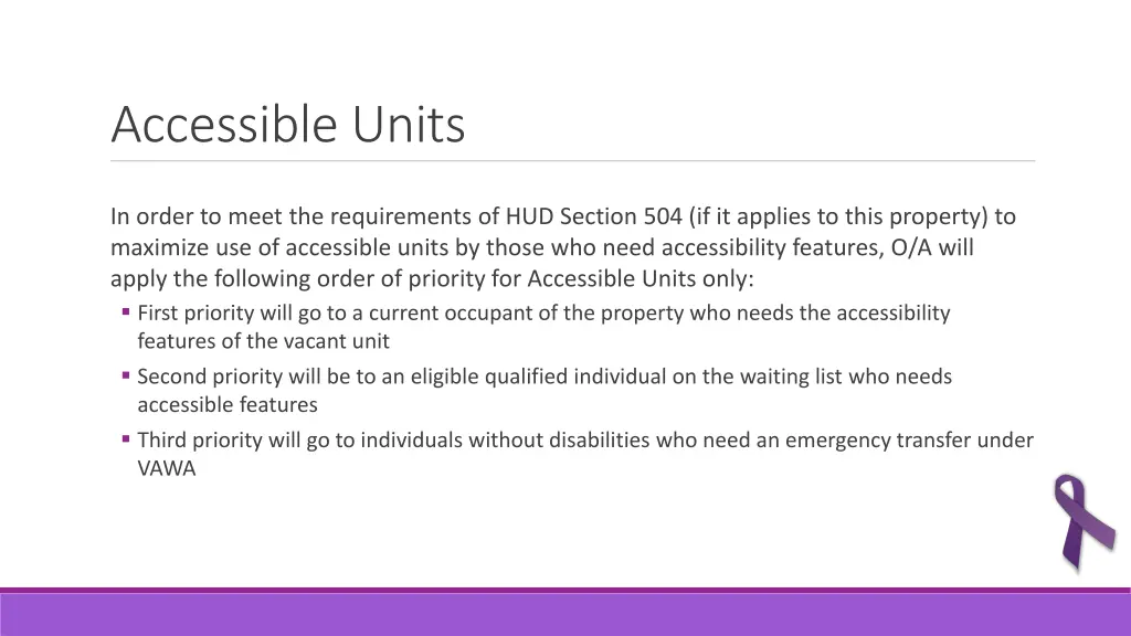 accessible units