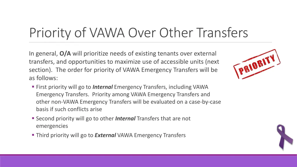 priority of vawa over other transfers