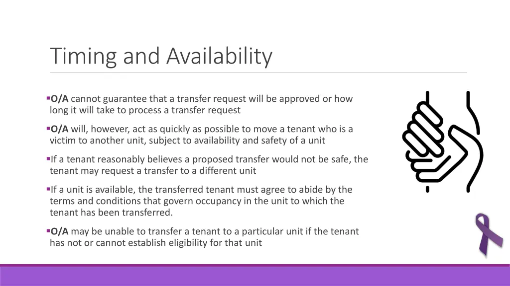 timing and availability