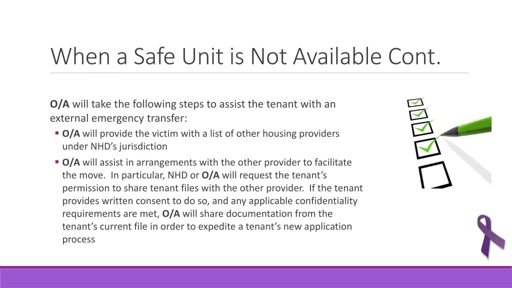 when a safe unit is not available cont