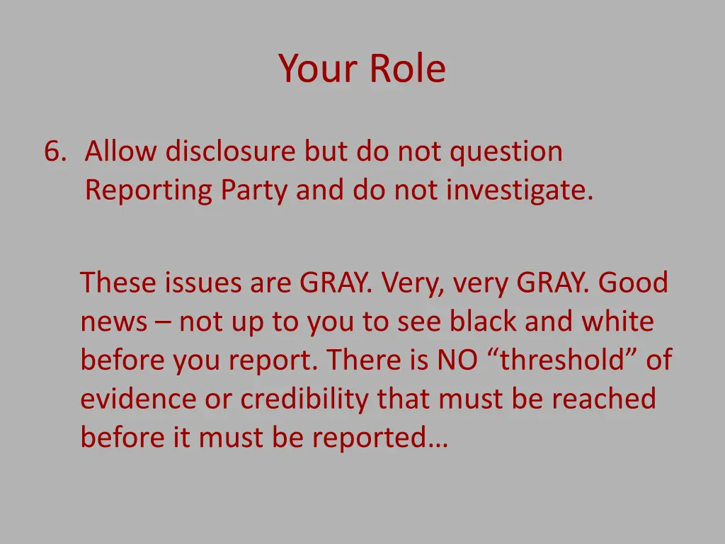 your role 1