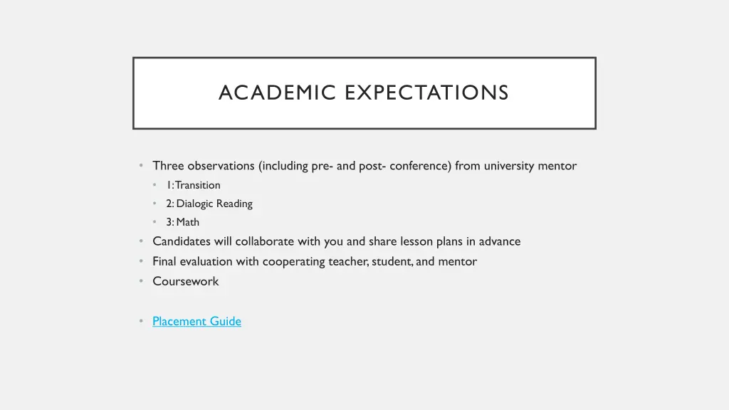 academic expectations