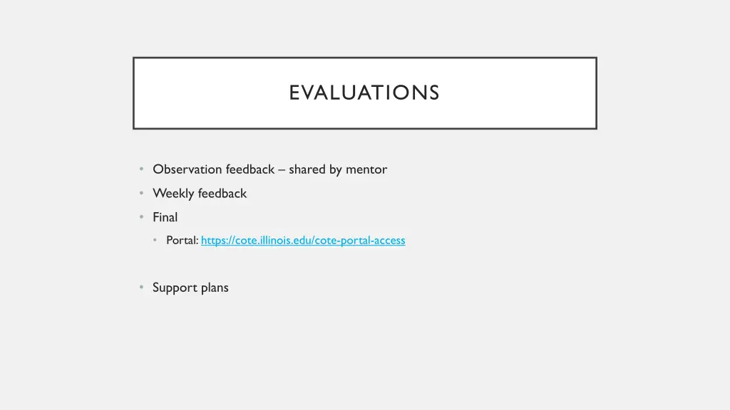 evaluations
