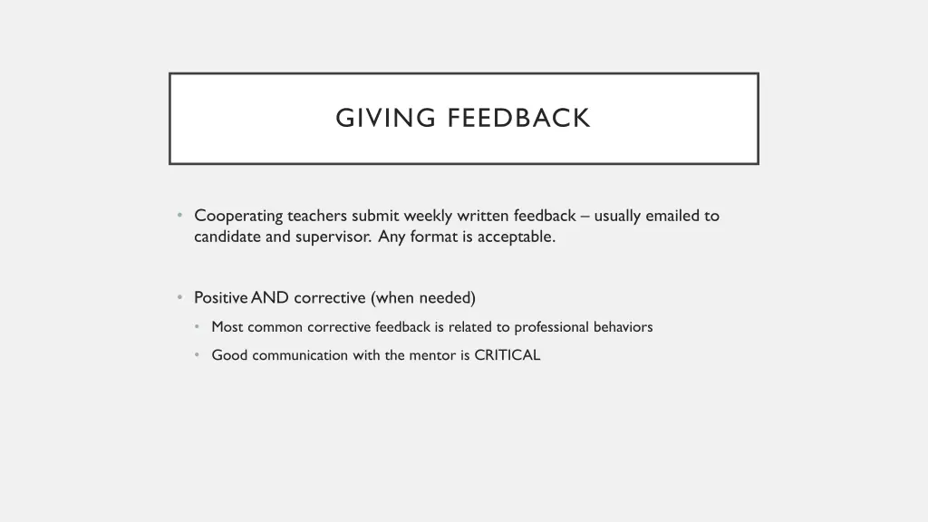 giving feedback