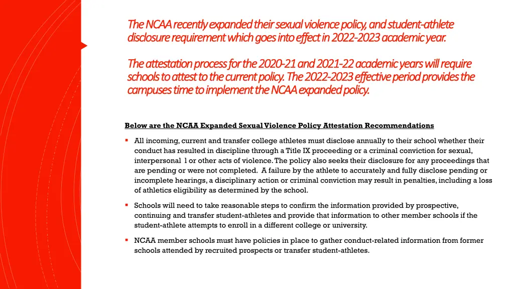 the ncaa recently expanded their sexual violence