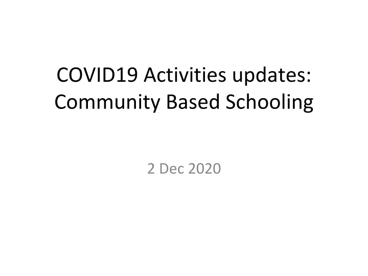 covid19 activities updates community based