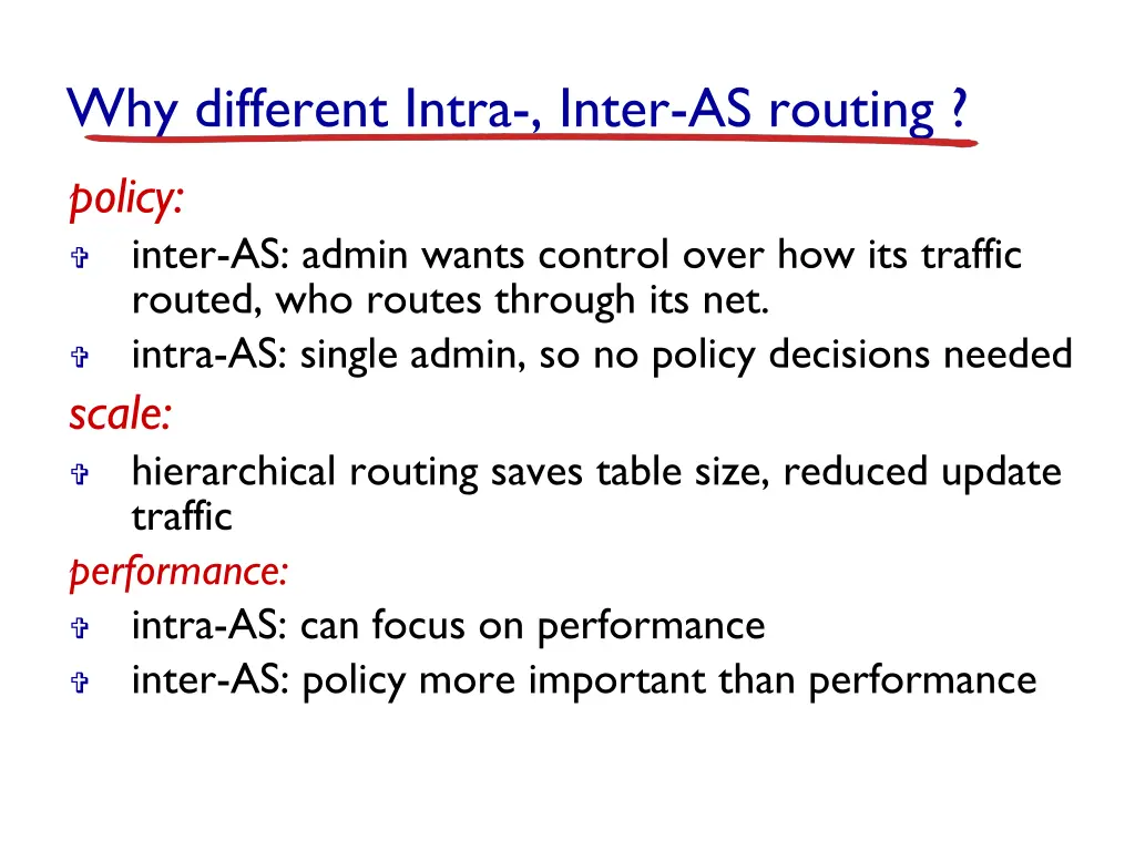 why different intra inter as routing policy inter