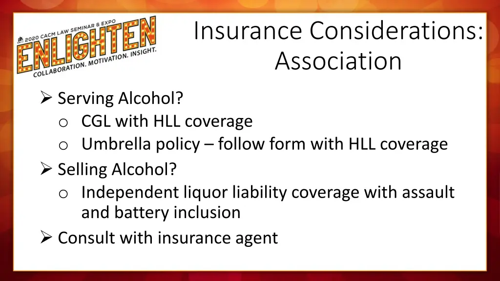 insurance considerations association