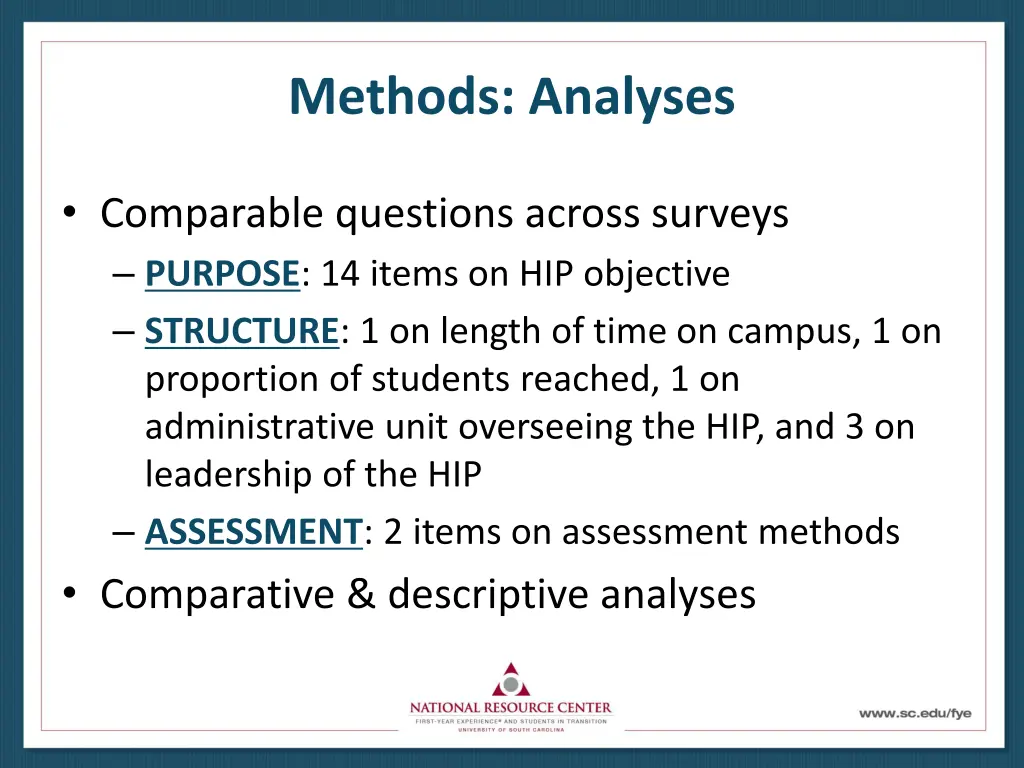 methods analyses