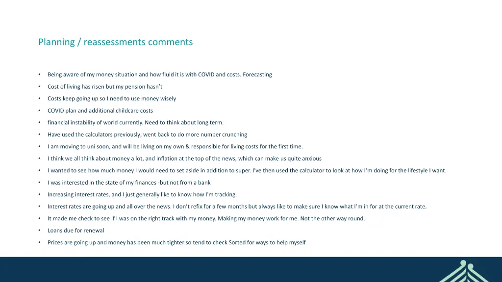 planning reassessments comments