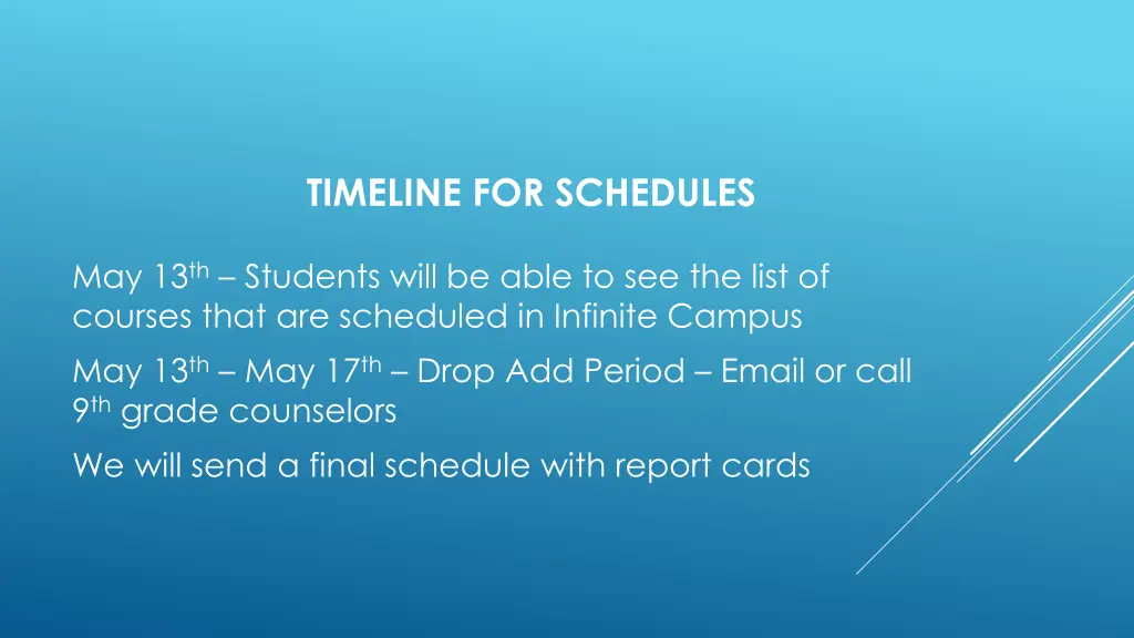 timeline for schedules