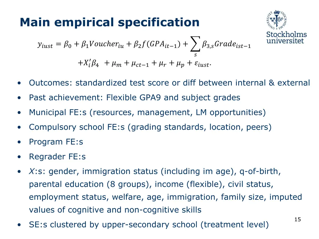main empirical specification
