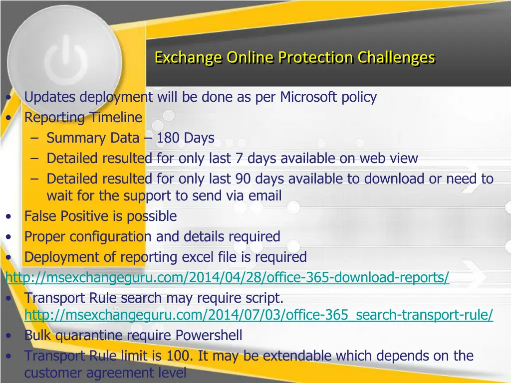 exchange online protection challenges
