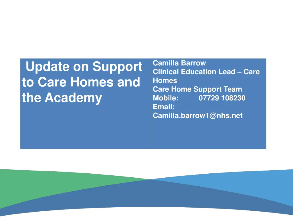 camilla barrow clinical education lead care homes