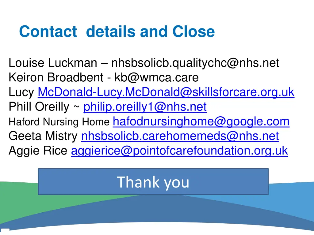 contact details and close