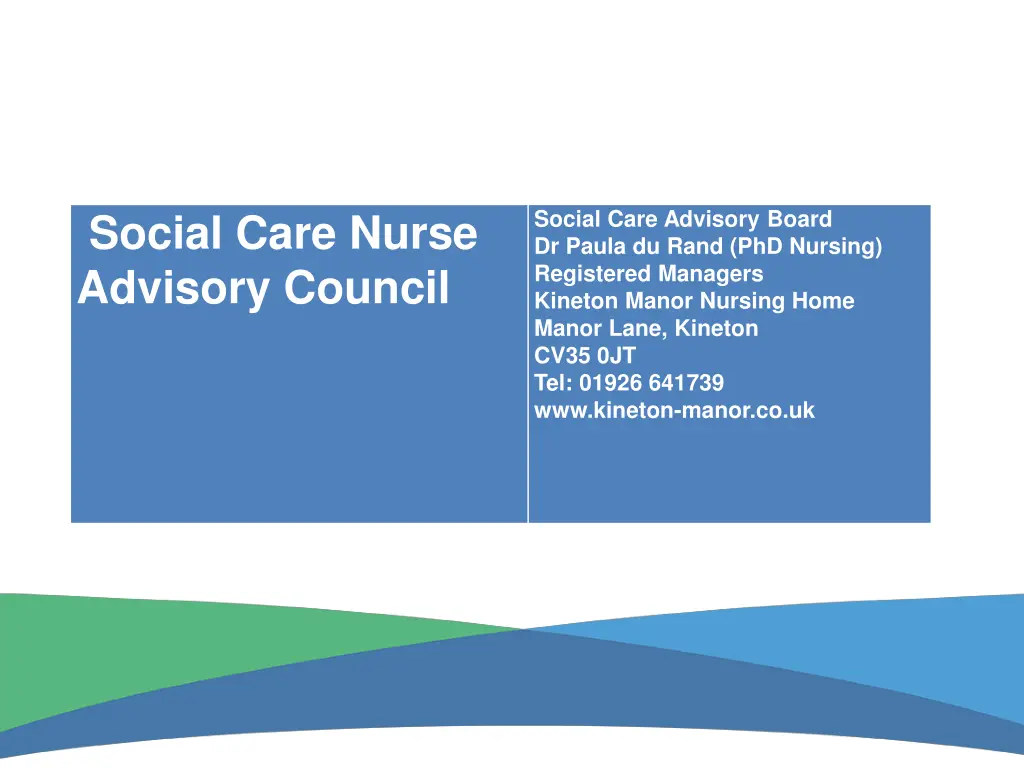 social care advisory board dr paula du rand