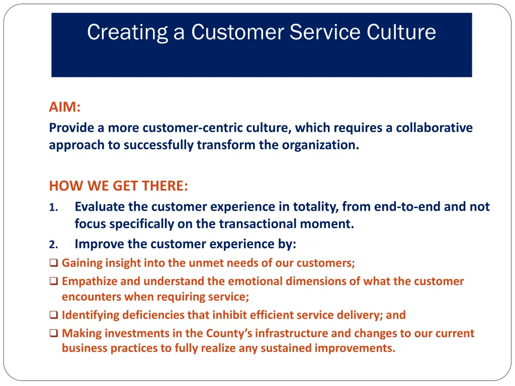creating a customer service culture