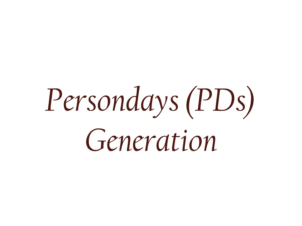 persondays pds generation