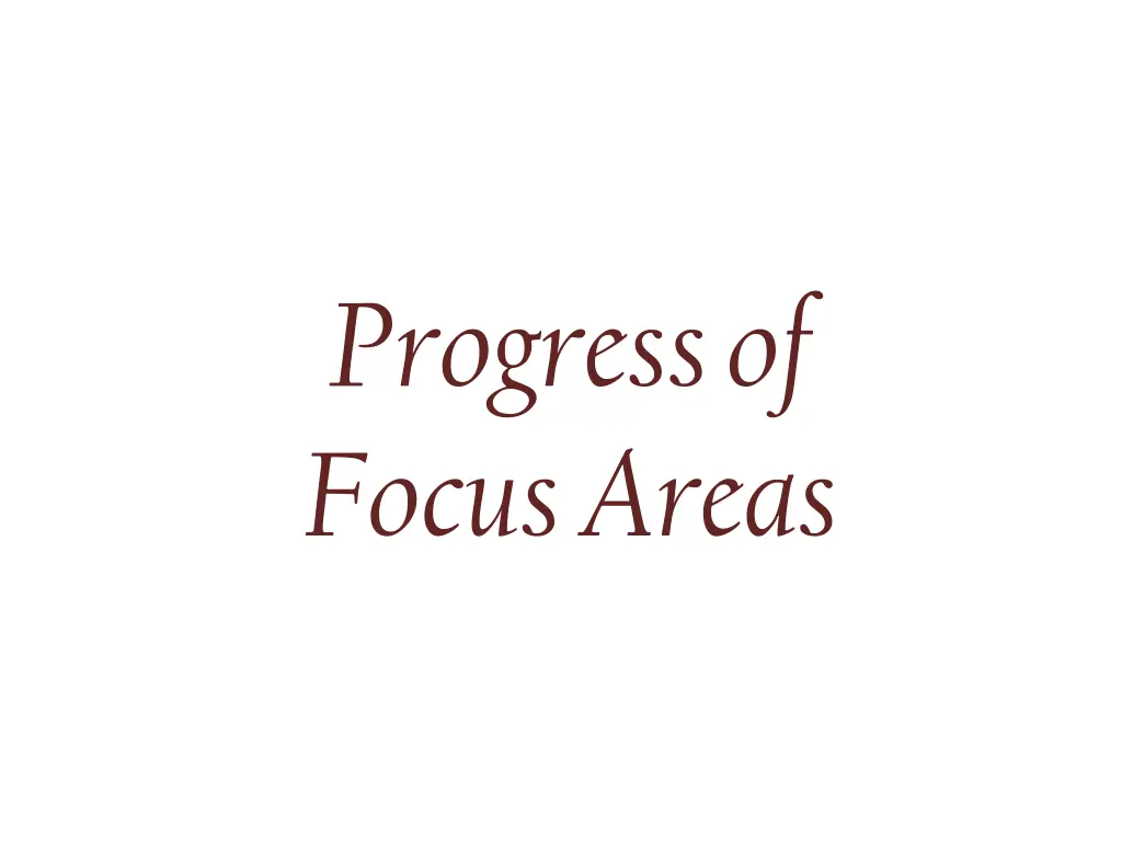 progress of focus areas