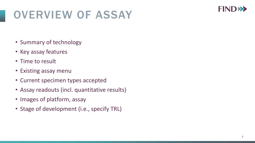 overview of assay