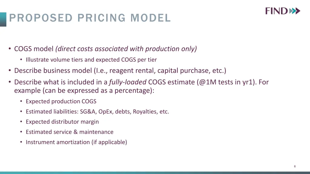 proposed pricing model
