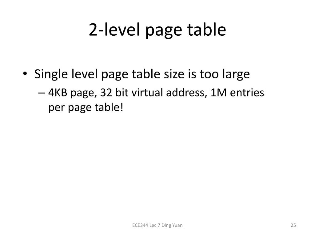 2 level page table