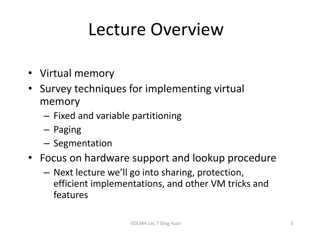 lecture overview