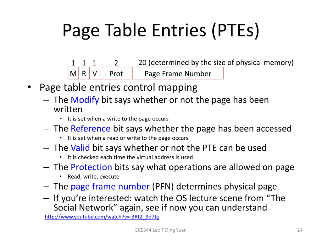 page table entries ptes