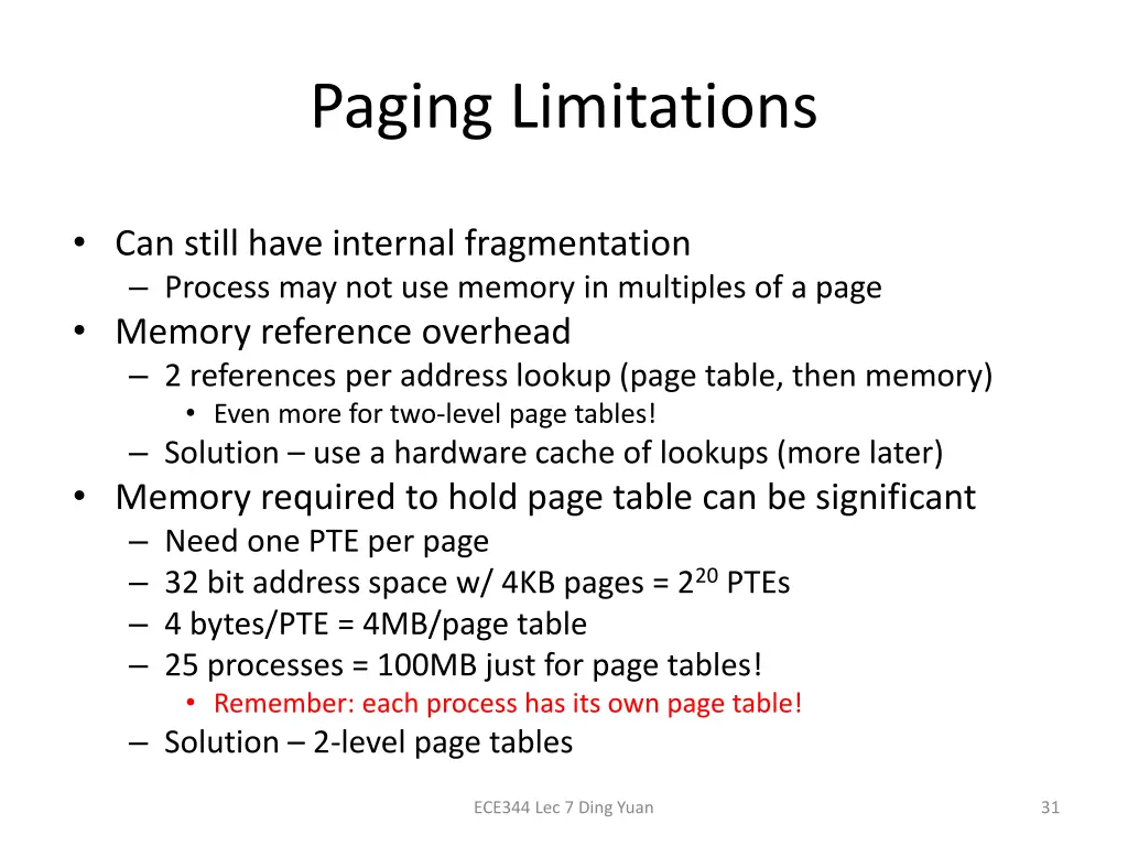 paging limitations